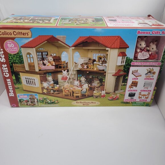 Calico Critters Red Roof Country Home Gift Set Other - Calico Critters Red Roof Country Home Gift Set With Bonus Gift Set NIB